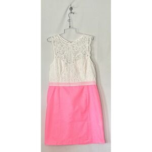 Lilly Pulitzer Sleeveless White Lace Top Pink Bottom Party Cocktail Casual Sz 16